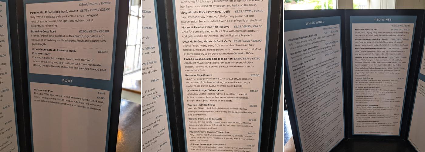 The Duke of Wellington Menu