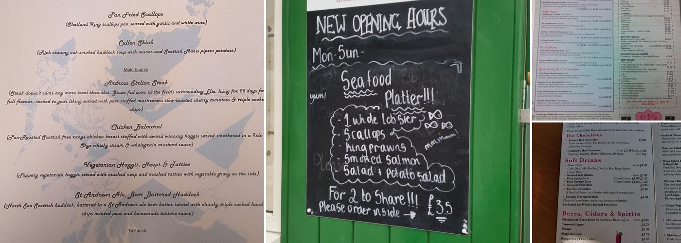 The Pavilion Cafe/Restaurant Menu