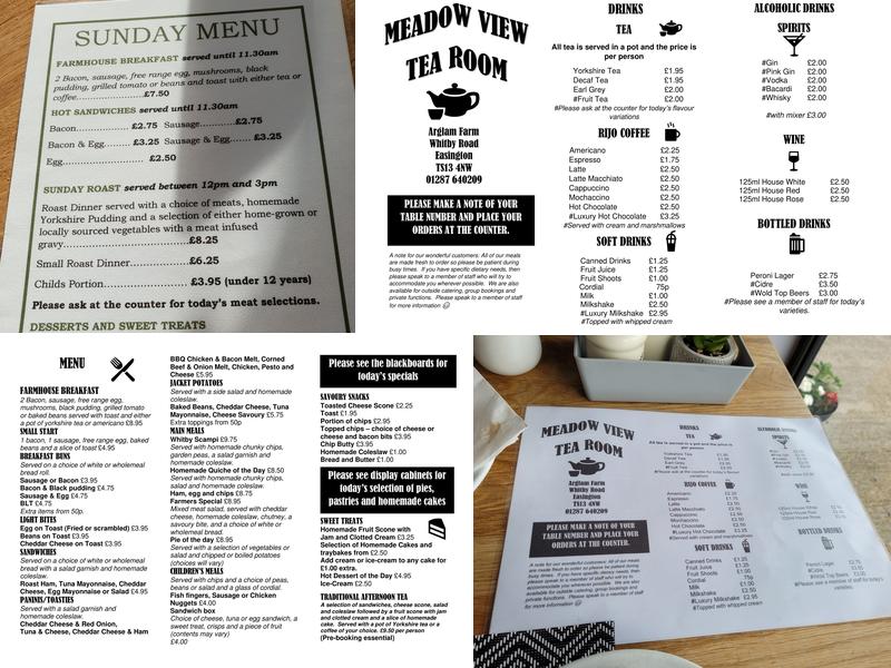 Meadow View Tea Rooms Menu