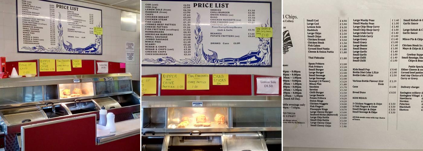 Jills Fish & Chips Menu