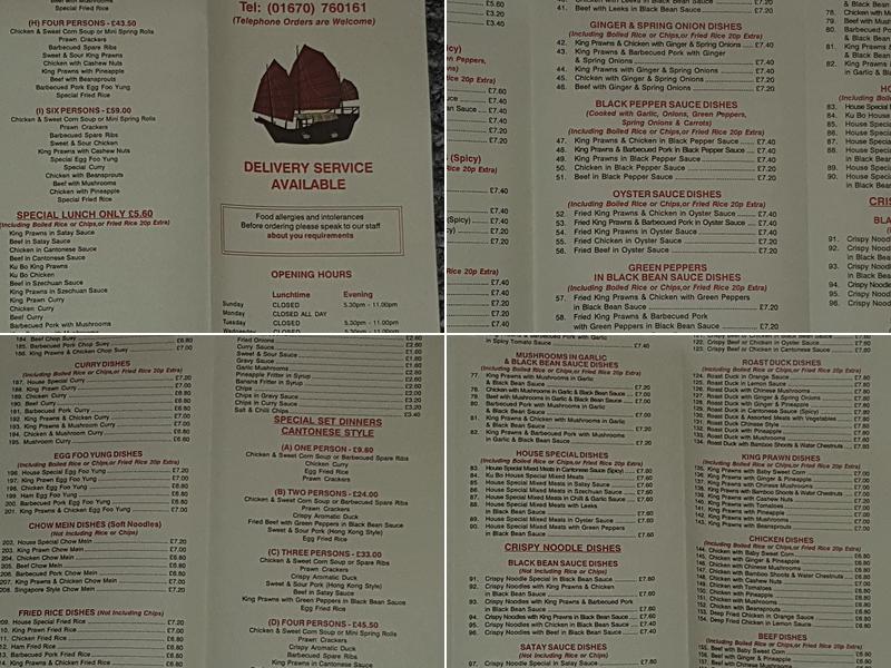 Ocean Star Menu