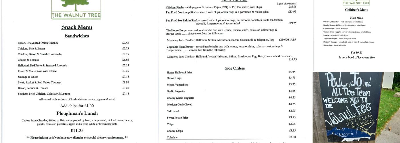 Walnut Tree Menu