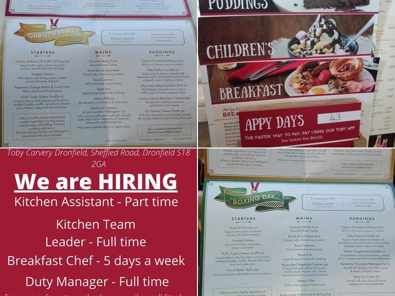 Toby Carvery Dronfield Menu
