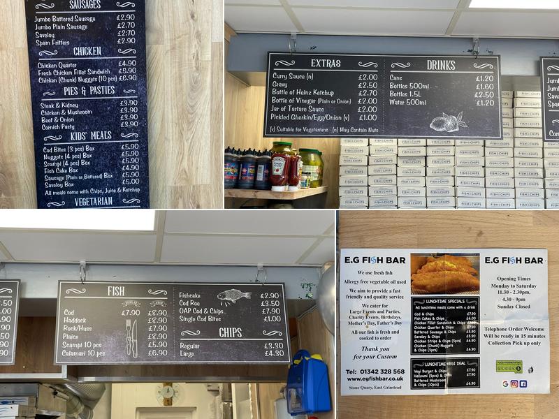 EG Fish Bar Menu