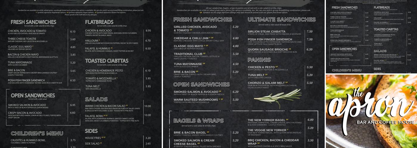 The Apron Bar and Coffee House Menu