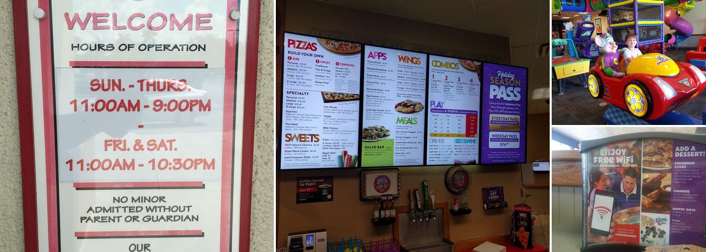 Chuck E. Cheese Menu