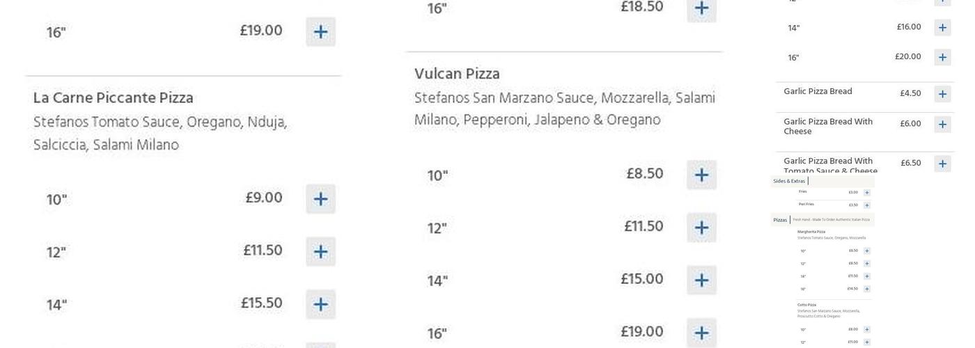 Stefano's Pizza East Kilbride Menu