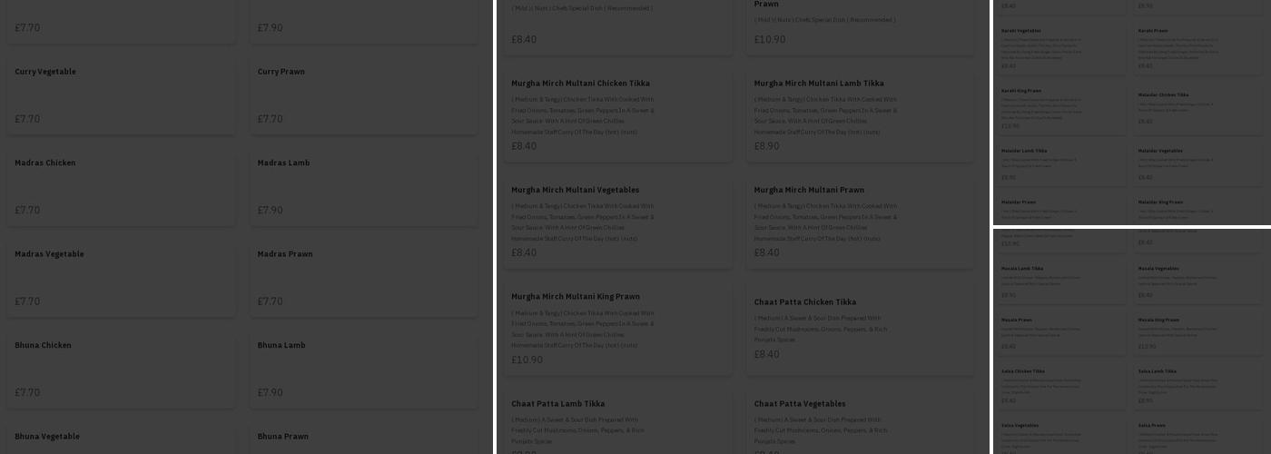 Manzil Tandoori East Kilbride Menu