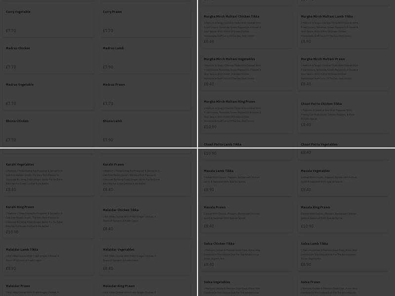 Manzil Tandoori East Kilbride Menu