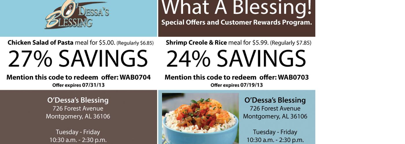 O'Dessa's Blessings Menu