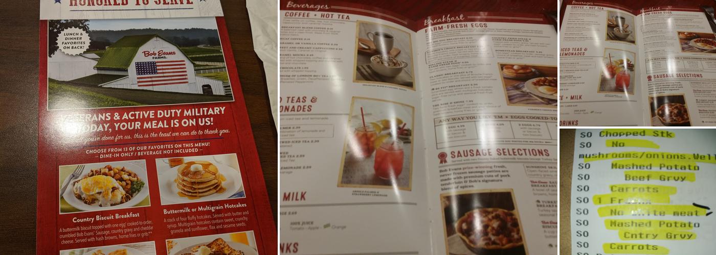 Bob Evans Menu