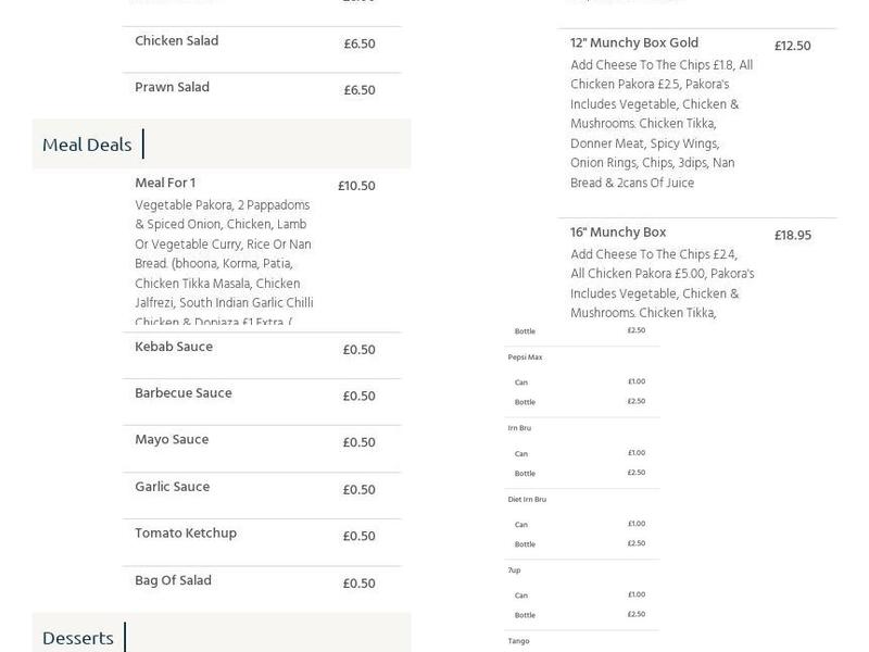 Spice Lounge East Kilbride Menu