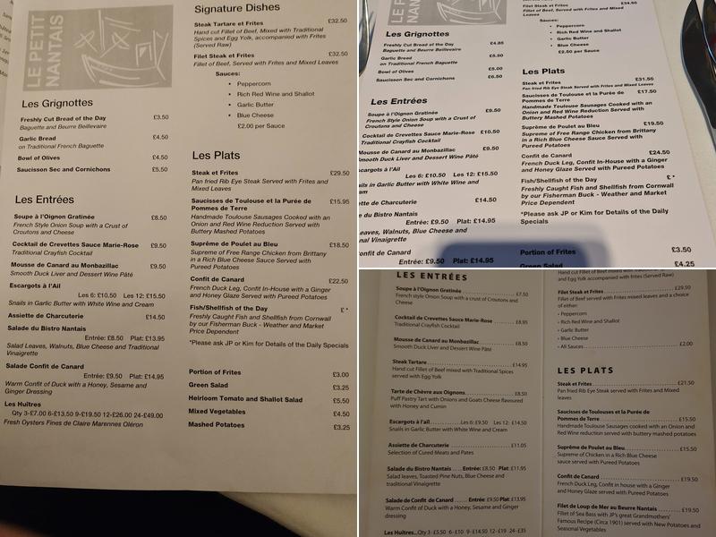 Le Petit Nantais Menu
