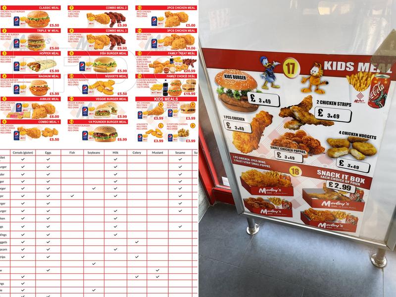 Morleys Fried Chicken East Molesey Menu