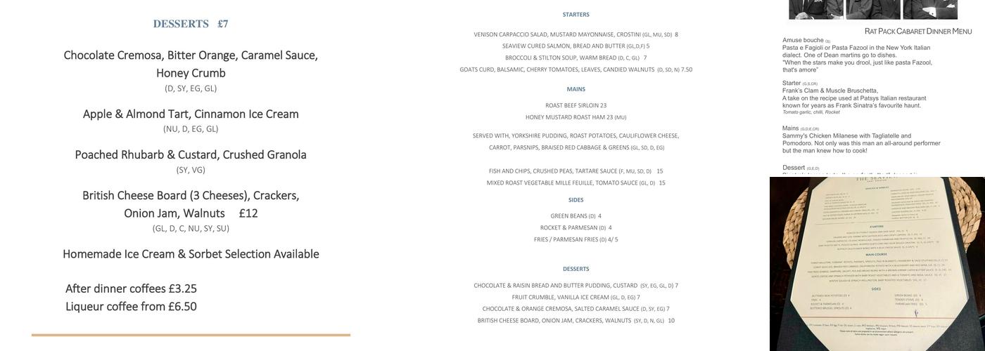 The Seaview East Preston Menu