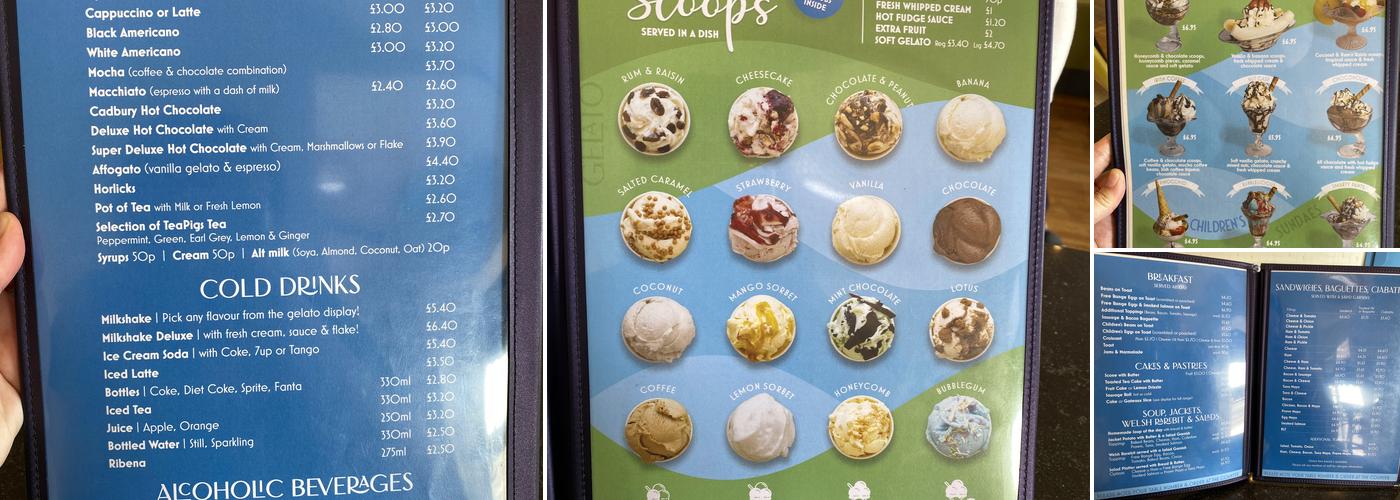 Gelato Famoso Ice Cream Parlour Menu