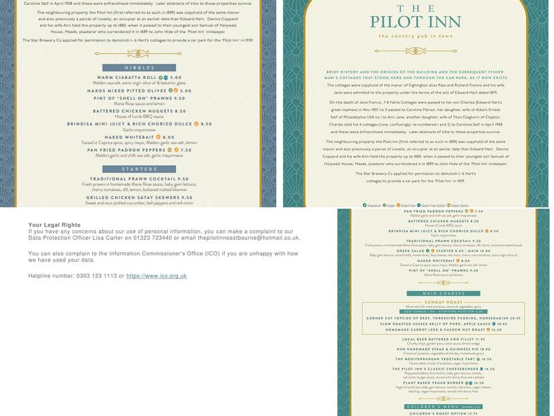 The Pilot Inn Menu