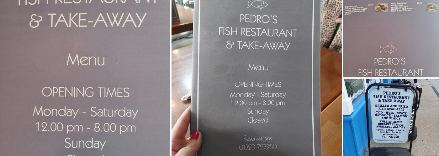Pedro's Fish Restaurant and Takeaway Menu