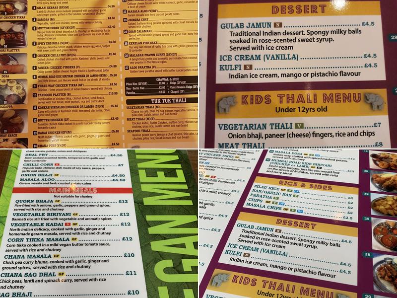 Tuk Tuk Indian street food Menu