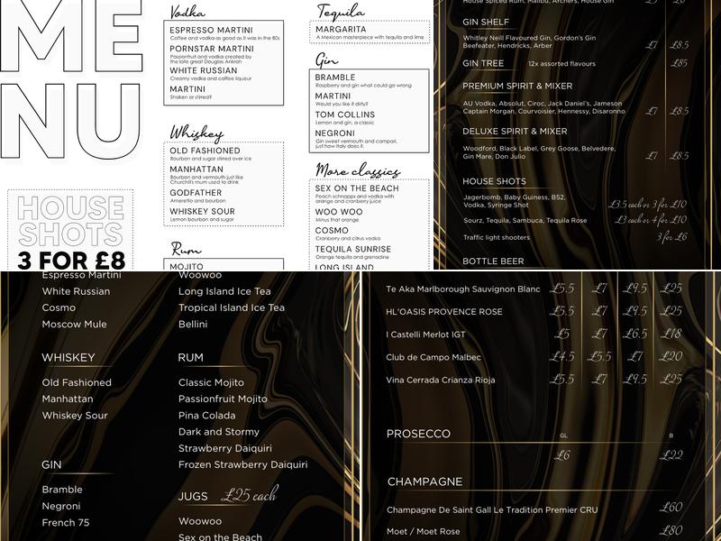 Eastbourne Cocktail Club Menu