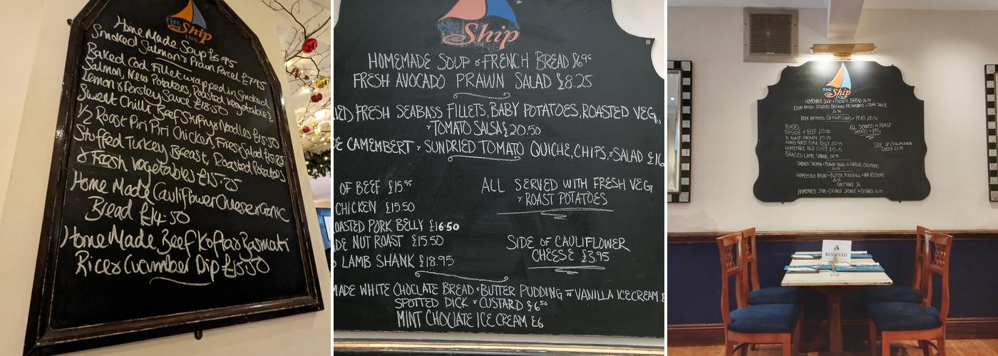 The Ship Inn Menu