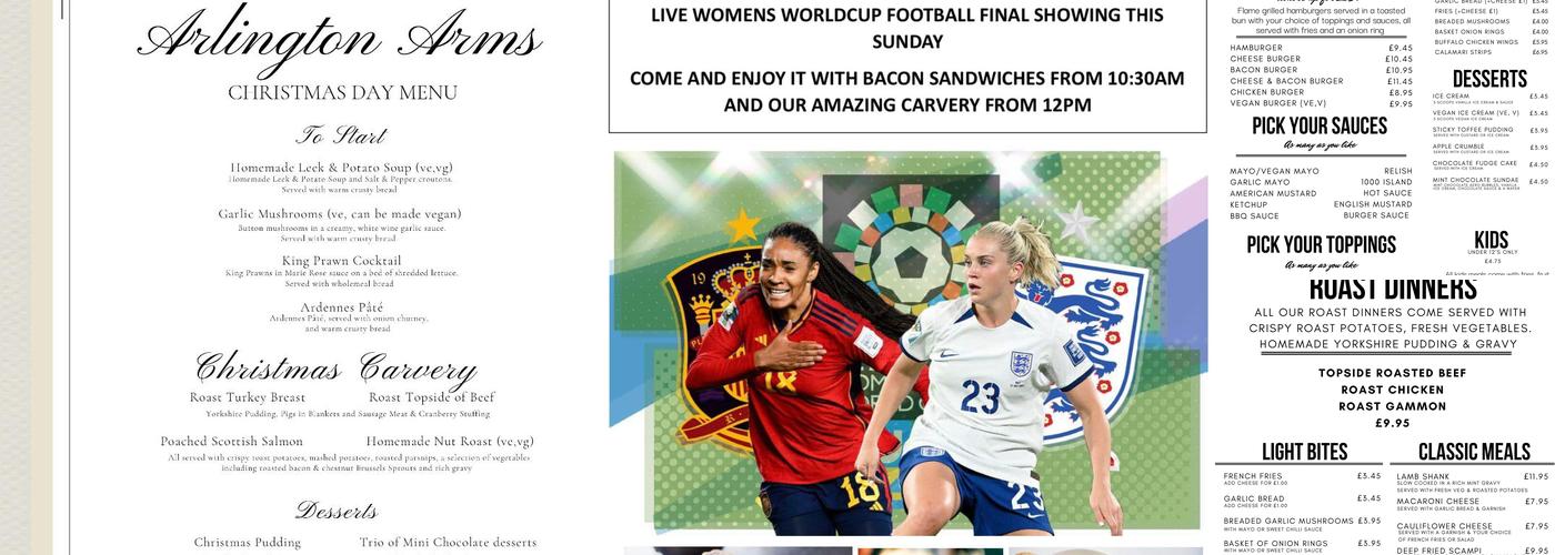 Arlington Arms carvery Menu