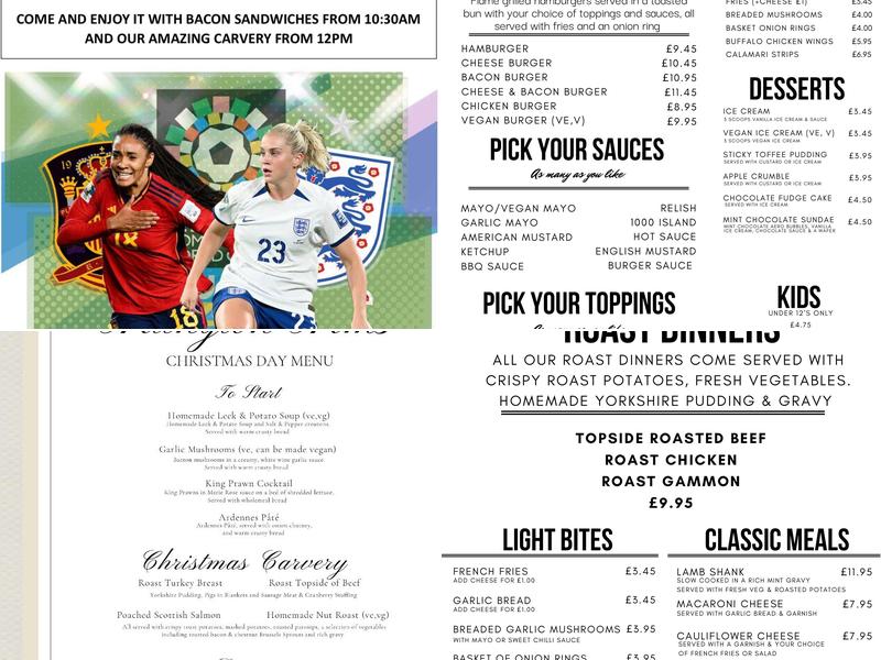 Arlington Arms carvery Menu