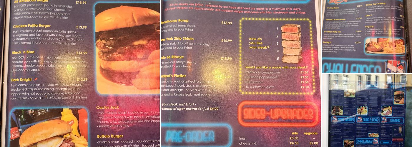 Harleywood American Diner Menu