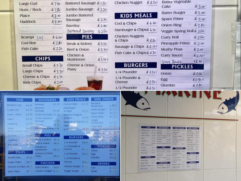 Marine Fish And Chips Menu