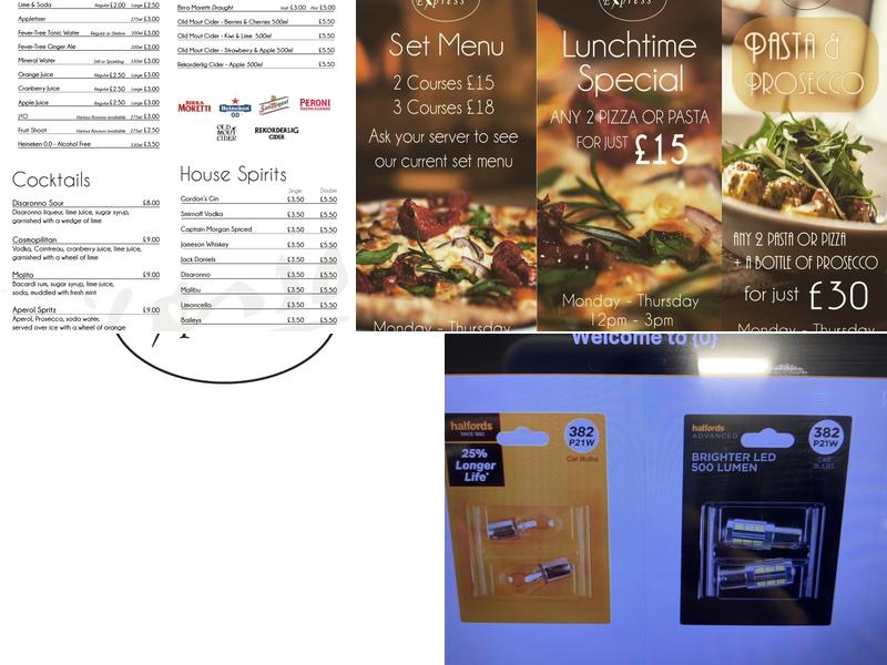 Picasso Express Ltd Menu