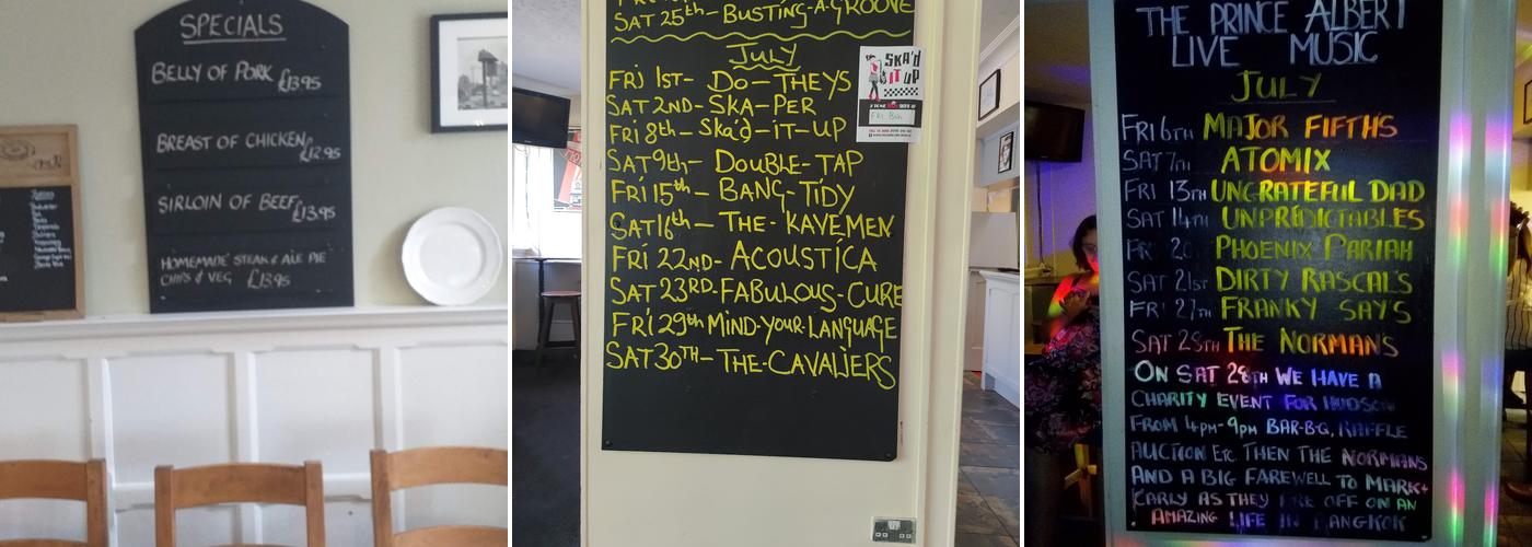 The Prince Albert Menu