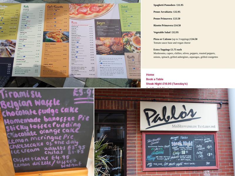 Pablos Restaurant Menu
