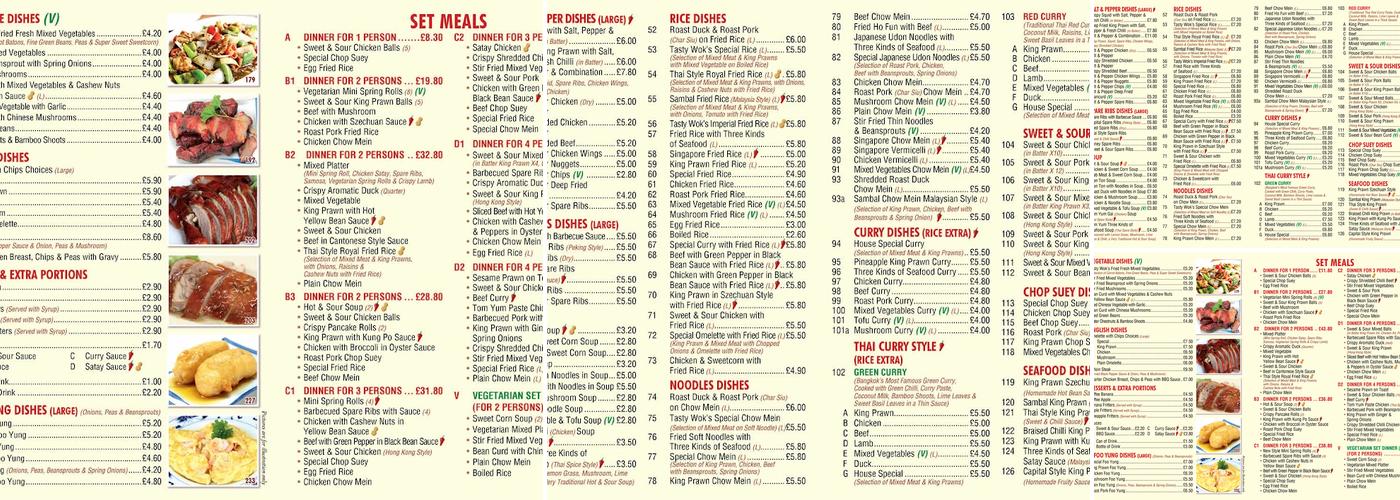 Tasty Wok Menu