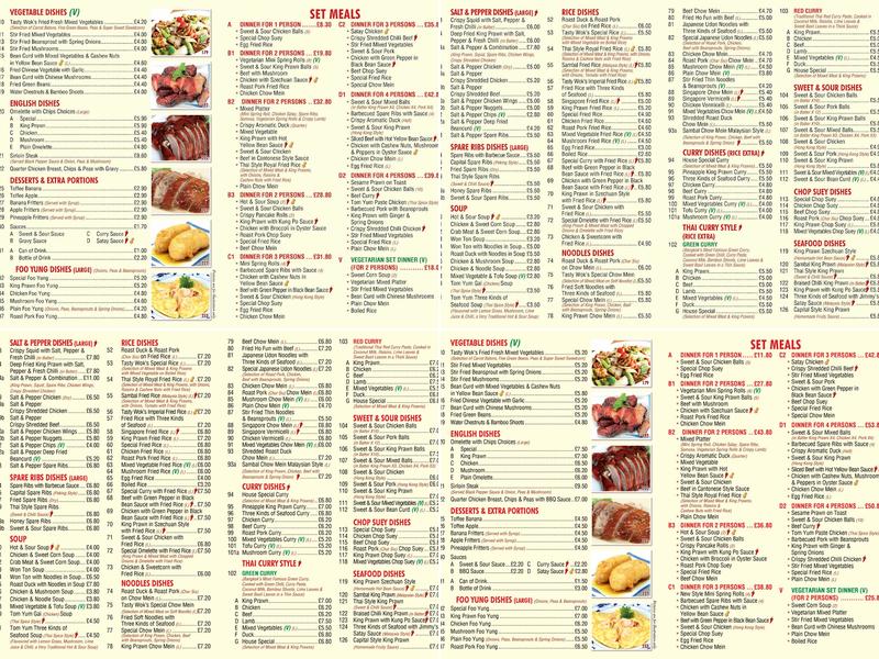 Tasty Wok Menu