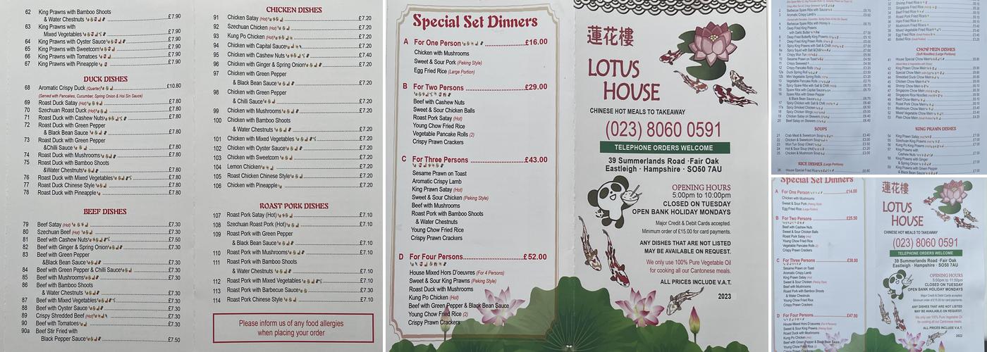 Lotus House Menu