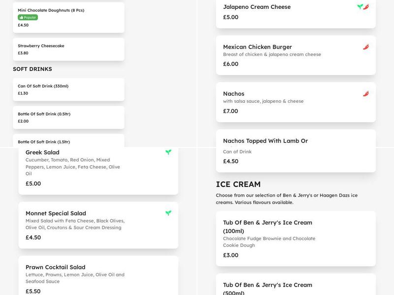 Monett Kebab and Pizza Menu