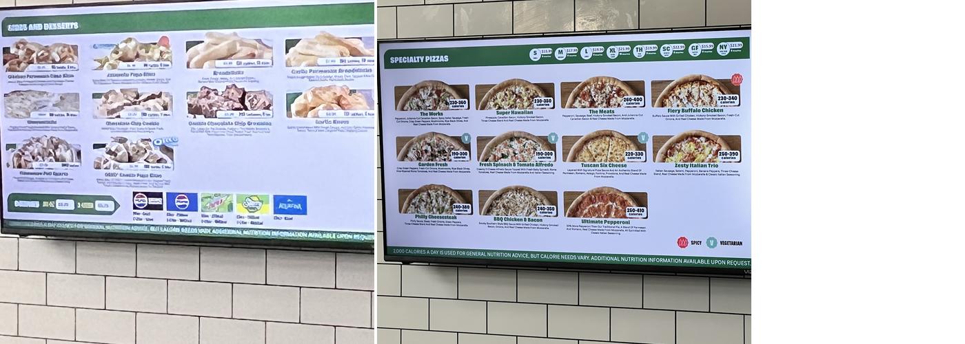Papa Johns Pizza Menu