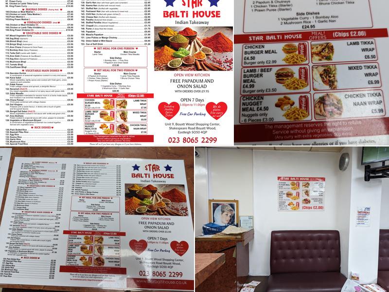 Star Balti House Menu