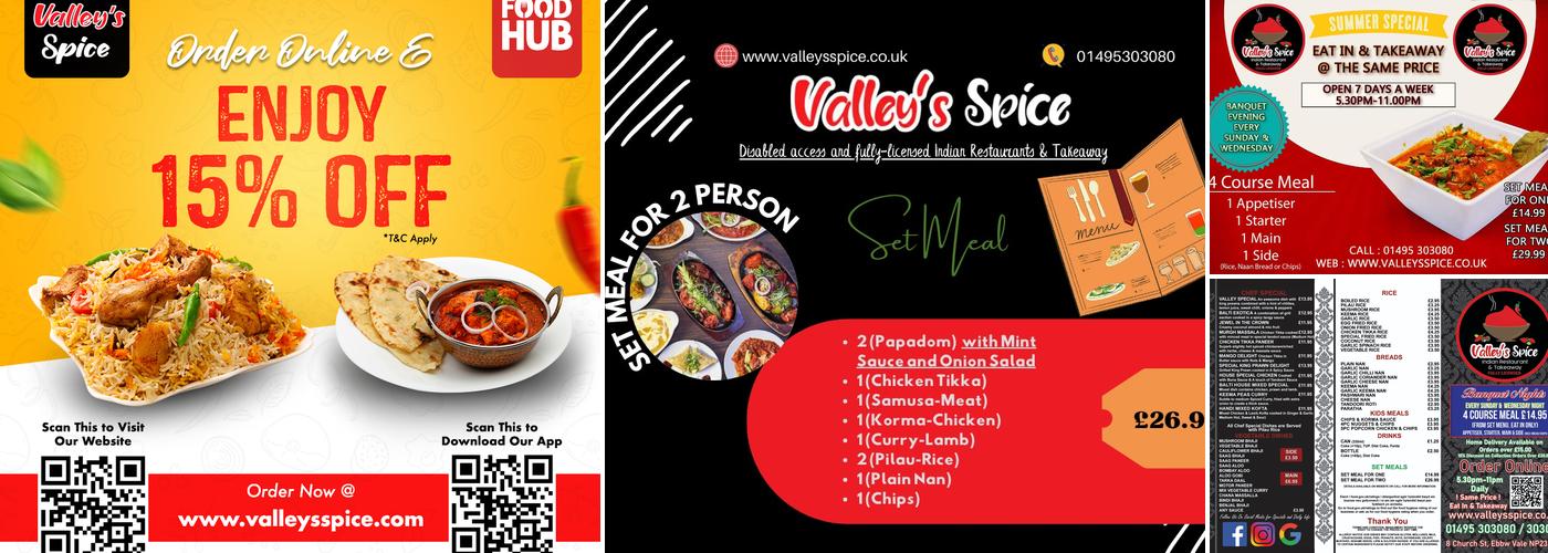 Valley's Spice Indian Restaurant & Takeaway Menu