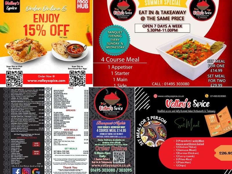 Valley's Spice Indian Restaurant & Takeaway Menu