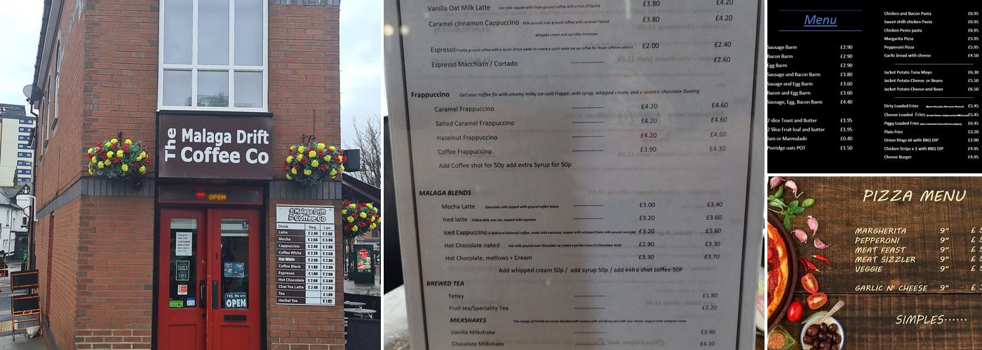 Malaga Drift Coffee Lounge & Bar Menu