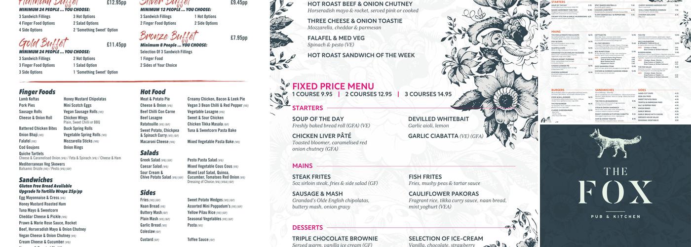 The Fox Pub & Kitchen Menu