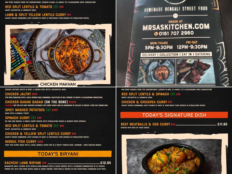 Mrs A's Kitchen Menu