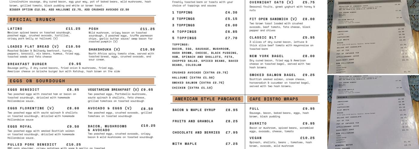 Cafe Bistro 122 Menu