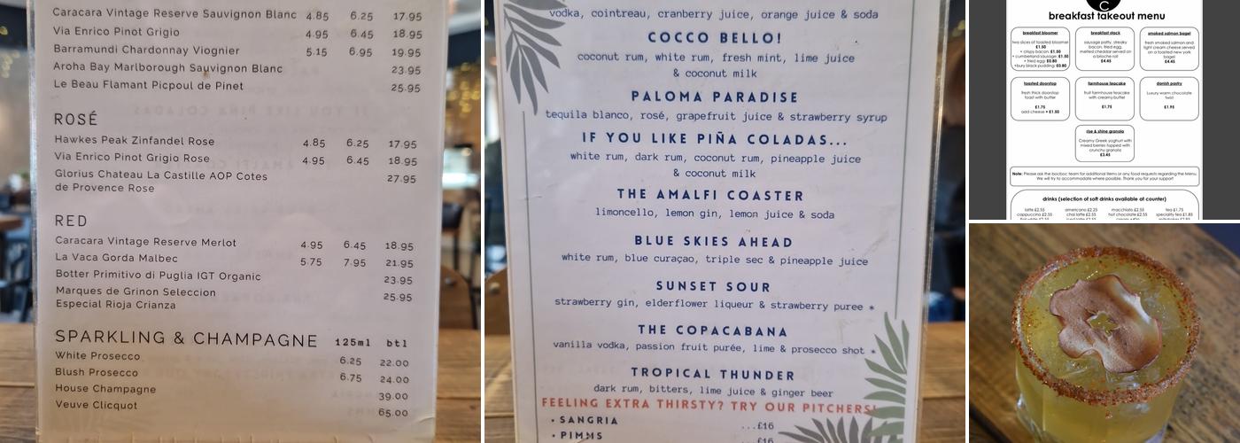 bocboc coffee shop Menu