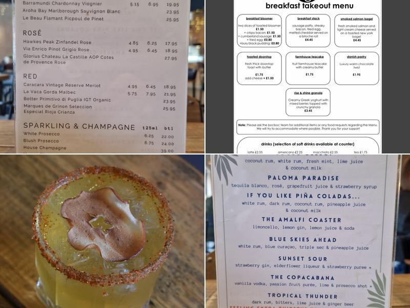 bocboc coffee shop Menu