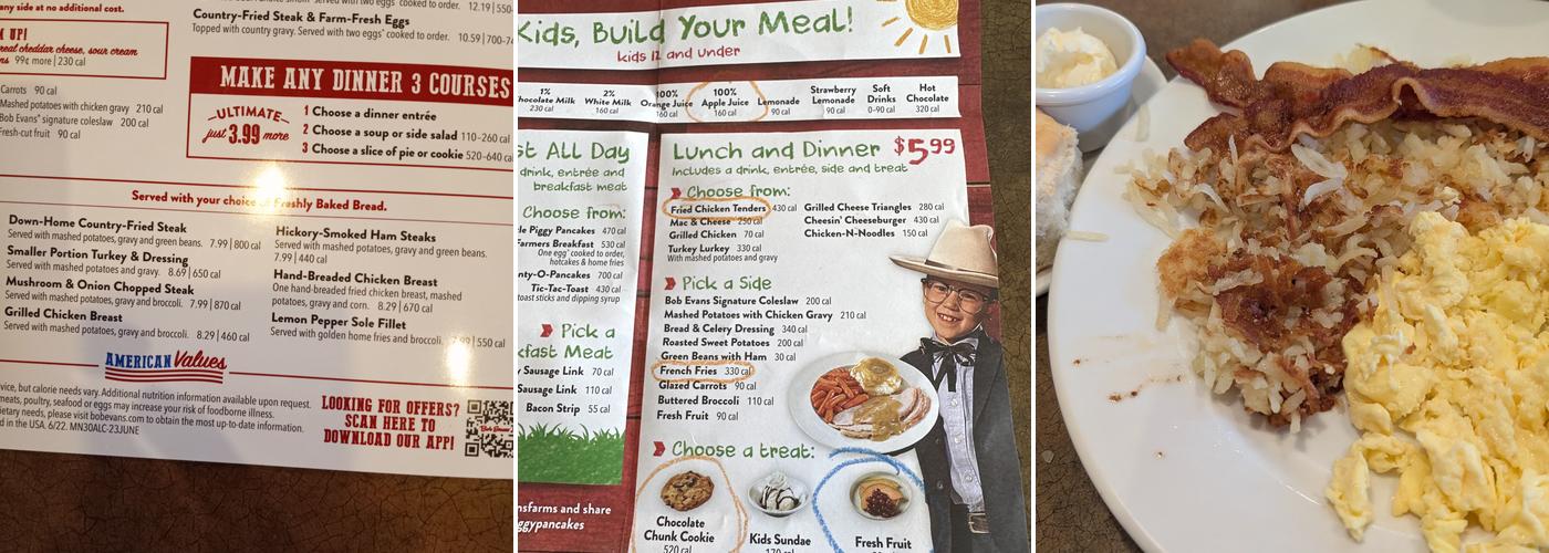 Bob Evans Menu