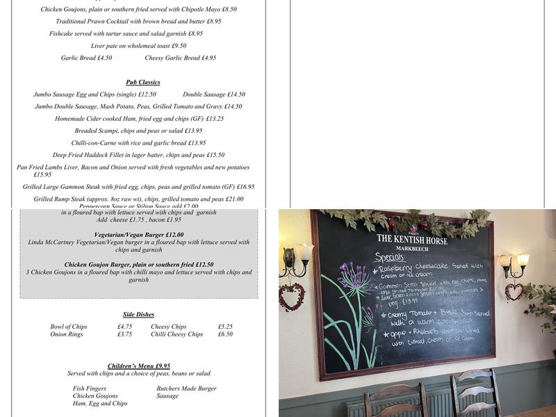 The Kentish Horse Menu