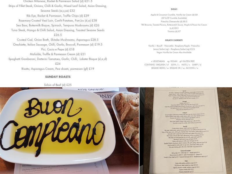 The Rising Sun Mill Hill Menu