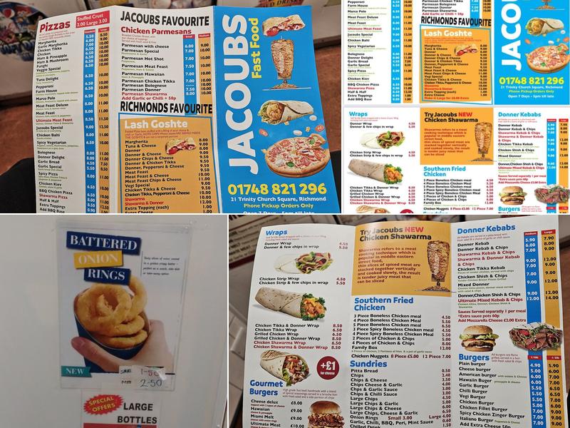 Jacoubs Pizza Menu